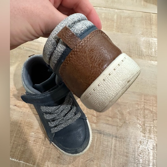 Carters navy blue brown leather high top supportive sneaker tennis shoes boys - Picture 9 of 14